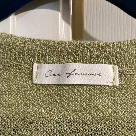 Ces Femme Olive Sweater with Patterned Sleeves - Picture 2 of 11